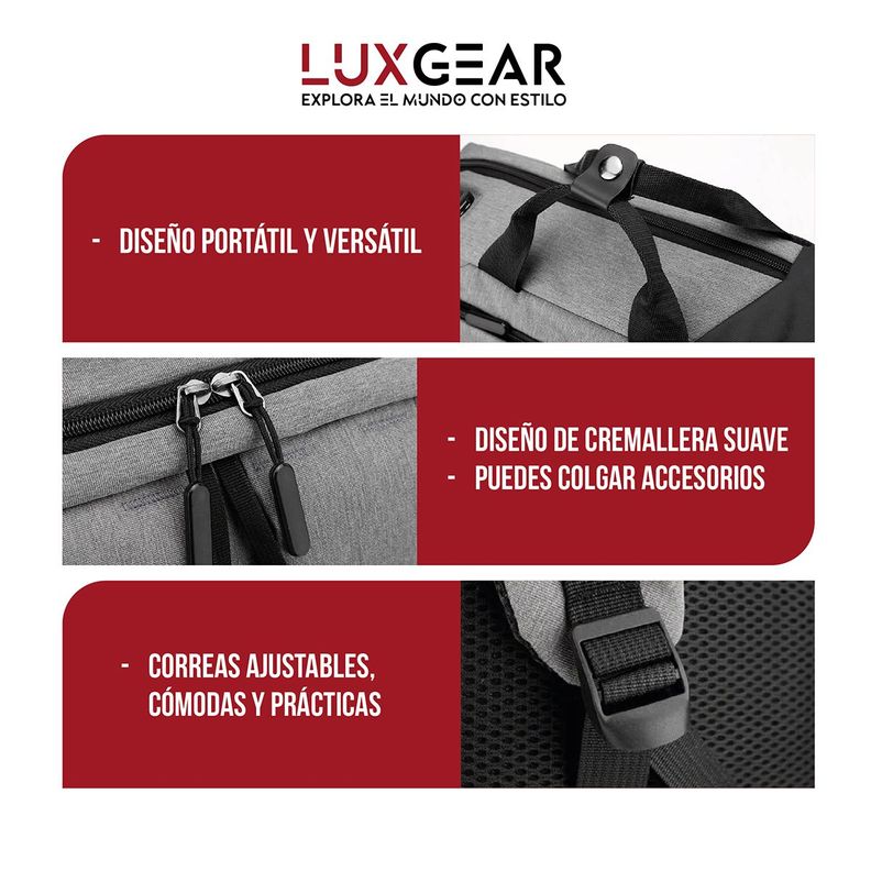 Mochila Notebook Oficina Luxgear UrbanTech Impermeable - Negro-4