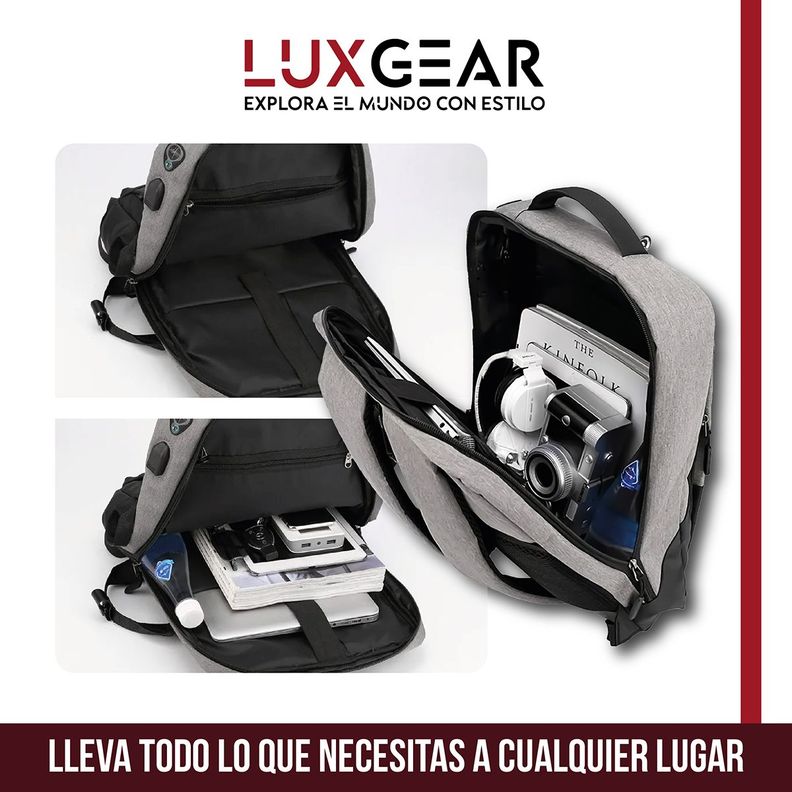 Mochila Notebook Oficina Luxgear UrbanTech Impermeable - Negro-7