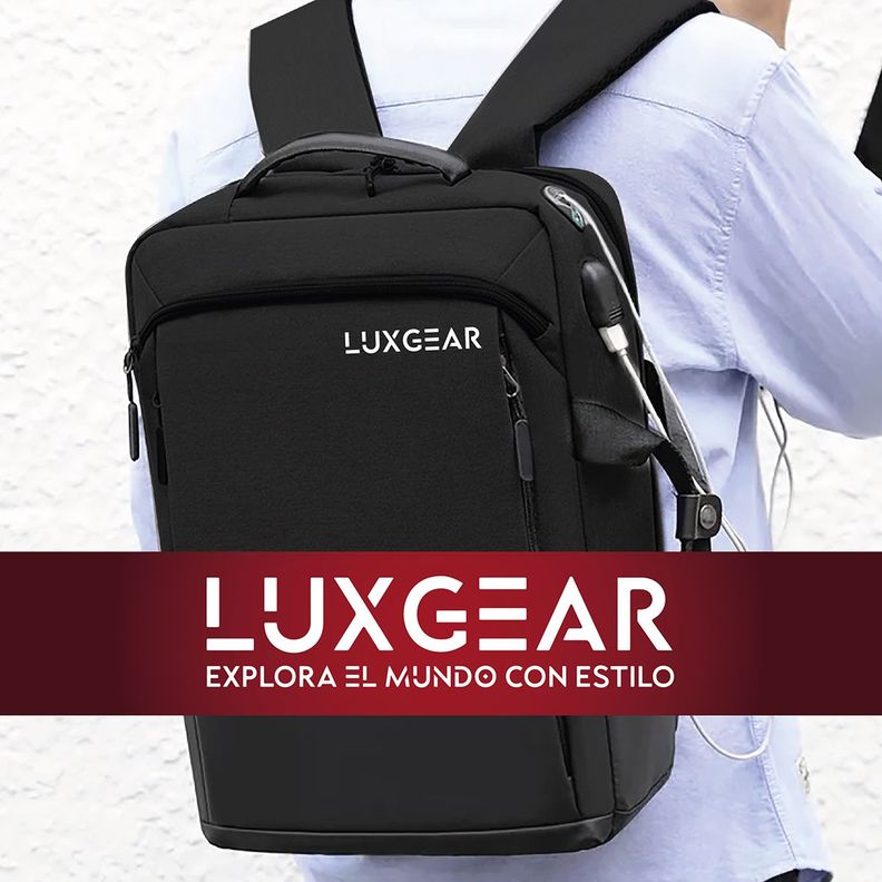 Mochila Notebook Oficina Luxgear UrbanTech Impermeable - Negro-8