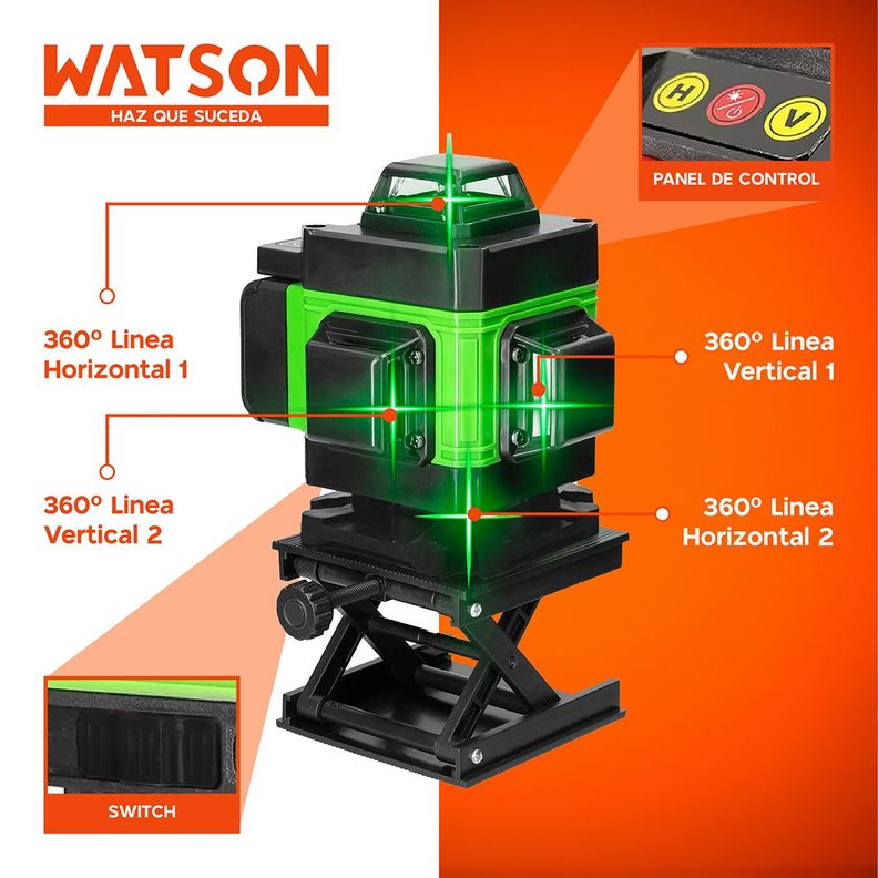 Nivel Láser 16 Líneas Watson Nivel Automático + Trípode-2