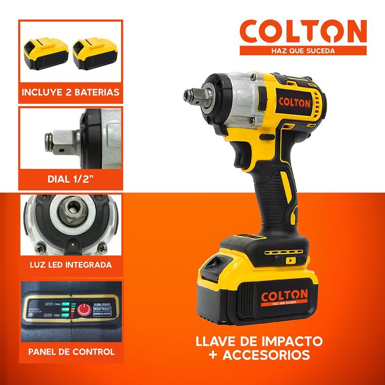 Llave Impacto 350N/M Colton + Accesorios + 2 Baterías-1