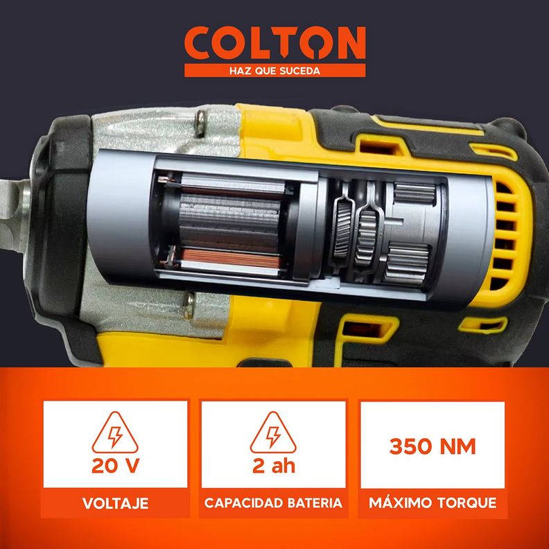 Llave Impacto 350N/M Colton + Accesorios + 2 Baterías-2