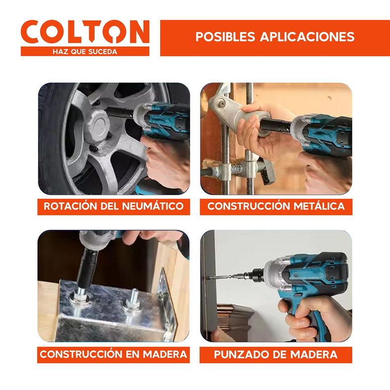 Llave Impacto 350N/M Colton + Accesorios + 2 Baterías-7
