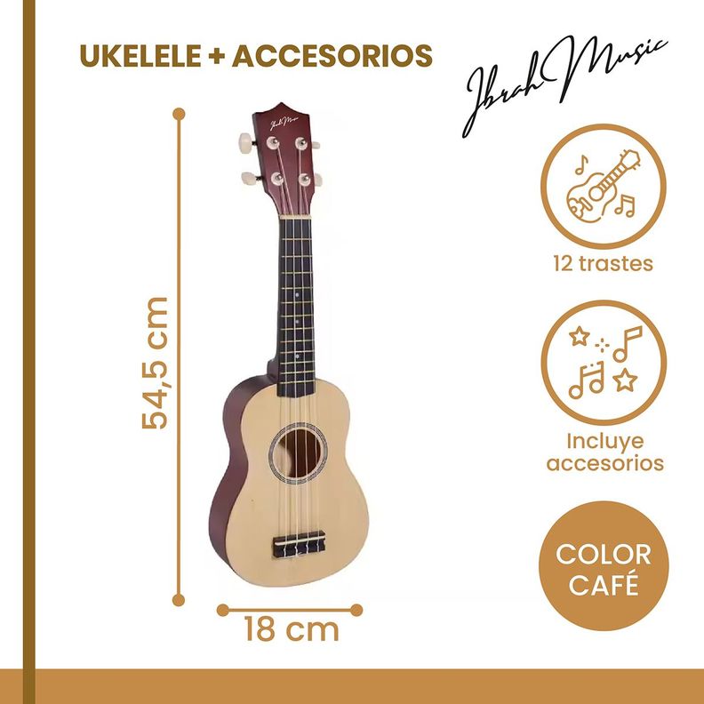 Ukelele Soprano Concierto Ibrah 21 Pulgadas + Accesorios-1
