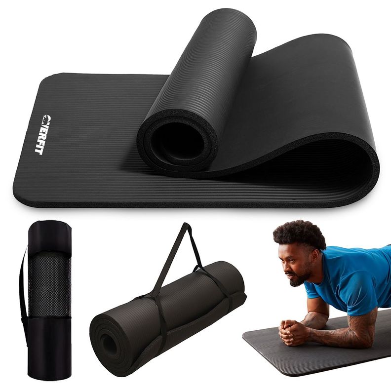 Mat Yoga Nbr 15mm Overfit Ejercicio Alfombra Antideslizante Negro
