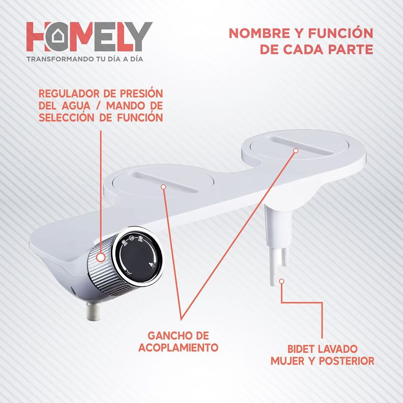 Bidet Ducha Homely Wc Inodoro Set Universal Flujo Ajustable-3