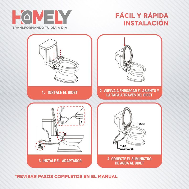 Bidet Ducha Homely Wc Inodoro Set Universal Flujo Ajustable-5
