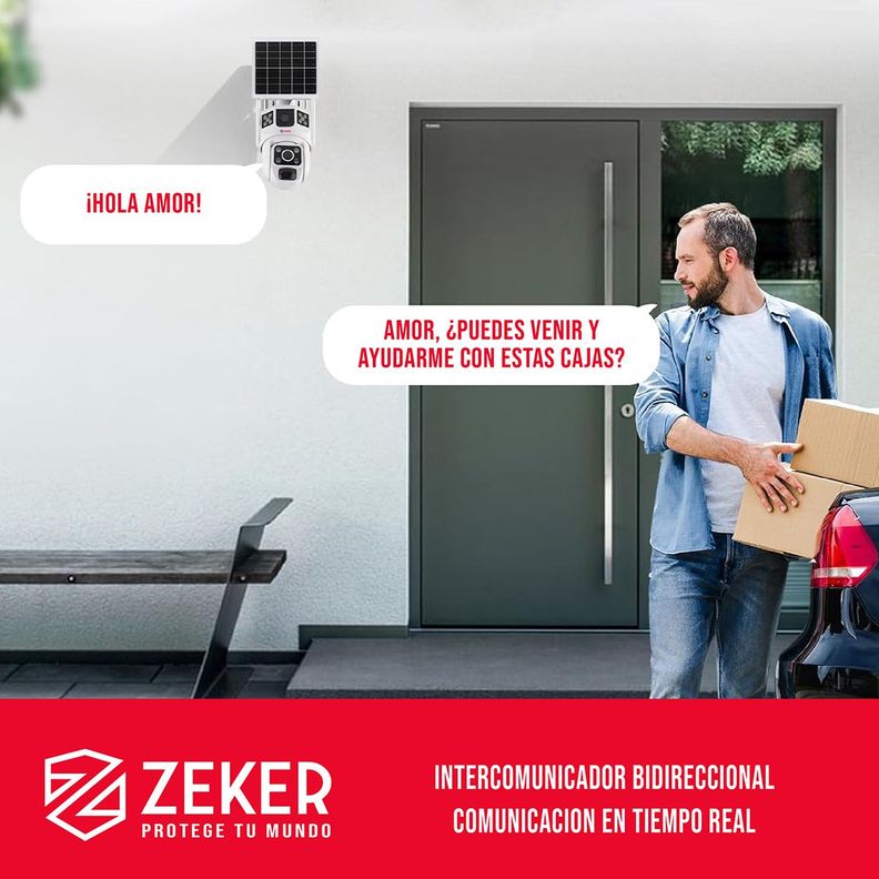 Camara De Seguridad Solar Vigilancia Doble Zeker 3MP Pack X3-5