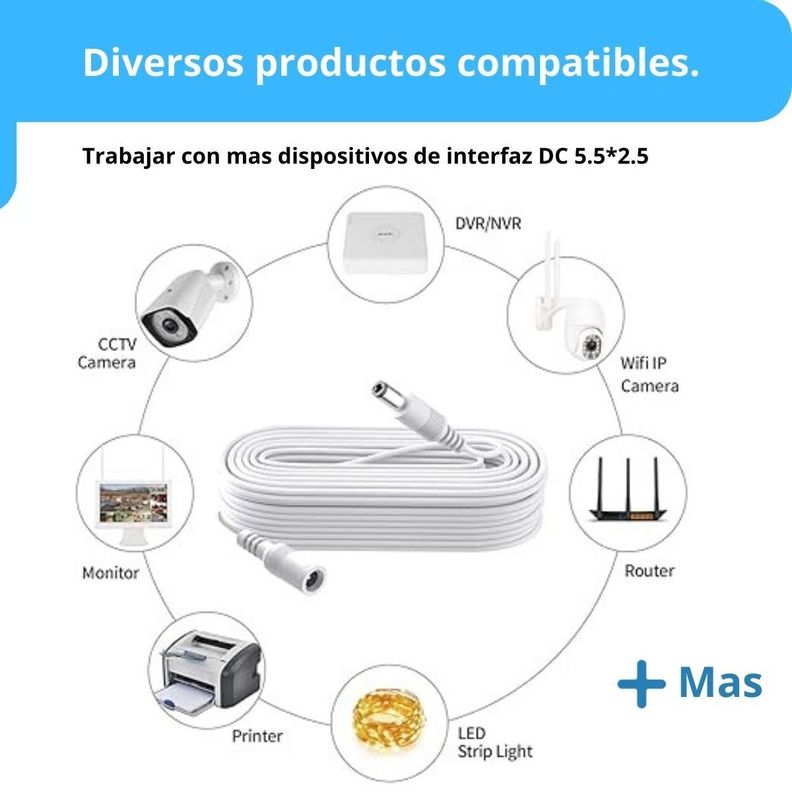 Cable Cámara Seguridad Extensor Universal 5 Metros 12V-2