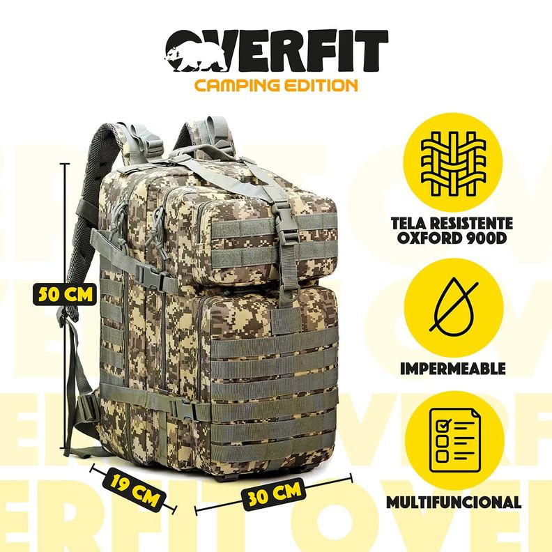 Mochila de Táctica Militar 45L Camuflaje Overfit Trekking-1