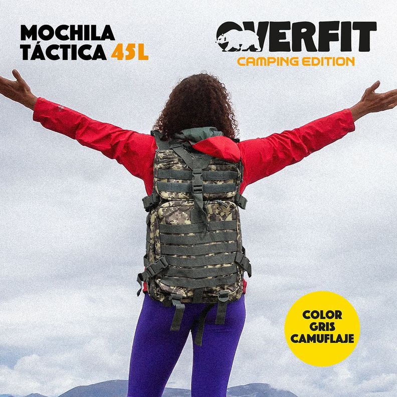 Mochila de Táctica Militar 45L Camuflaje Overfit Trekking-5