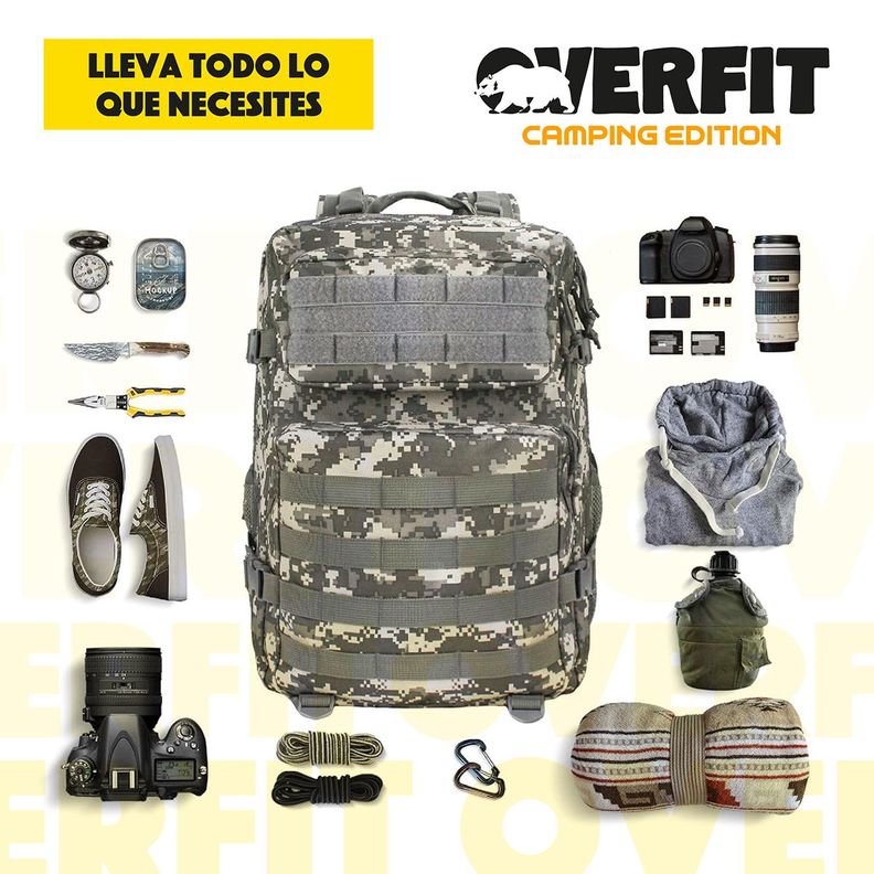 Mochila de Táctica Militar 45L Camuflaje Overfit Trekking-6