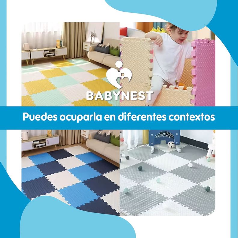Piso De Goma Eva Bebé Alfombra Babynest 10mm 60x60cm Set x8 - GyB-8