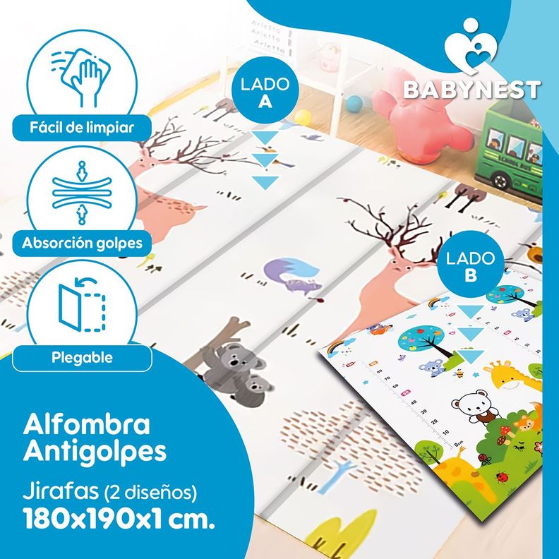 Alfombra Antigolpes Bebe Plegable BabyNest 180x190x1 Jirafa-1