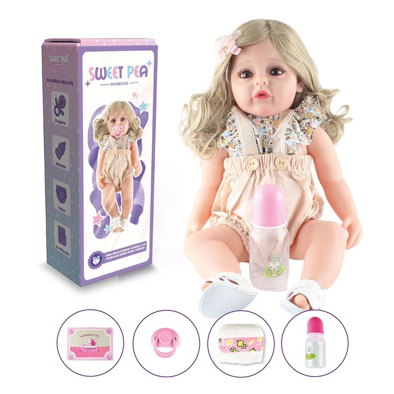 Bebe Reborn Candy Muñeca Sweet Pea Realista Silicona 55 Cm-0