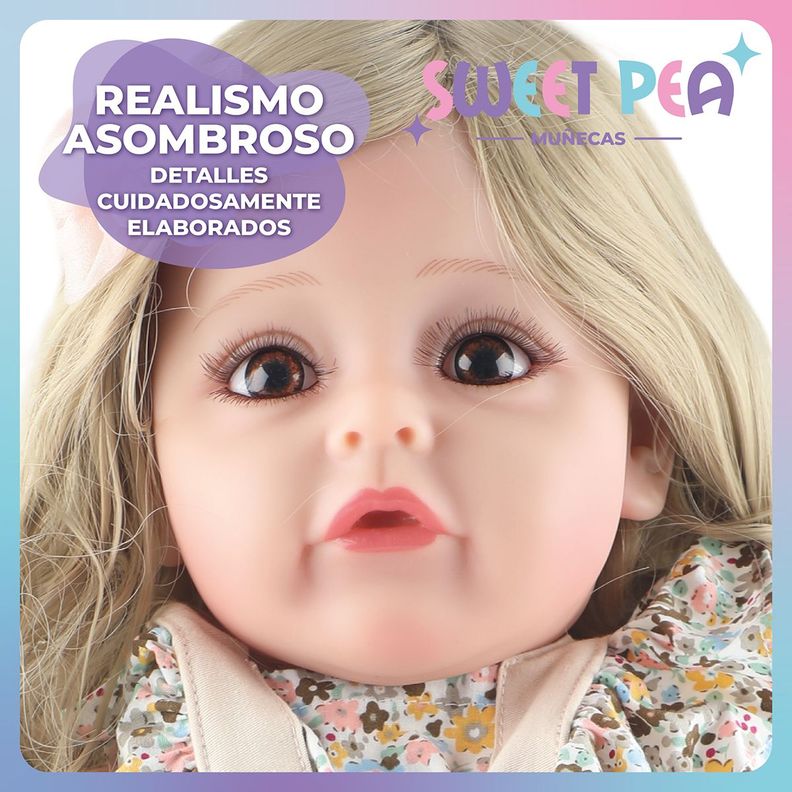 Bebe Reborn Candy Muñeca Sweet Pea Realista Silicona 55 Cm-4