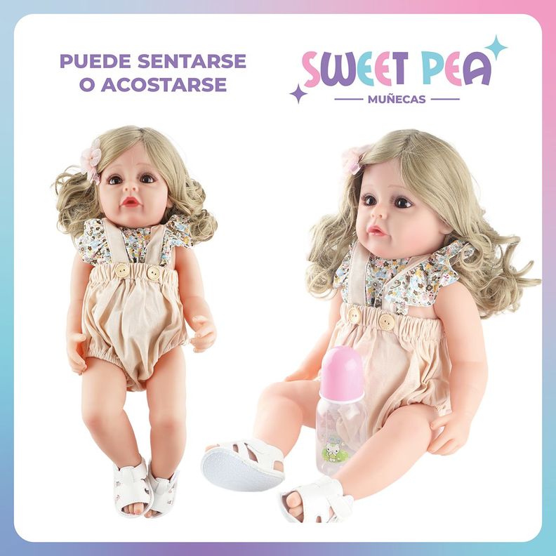 Bebe Reborn Candy Muñeca Sweet Pea Realista Silicona 55 Cm-5