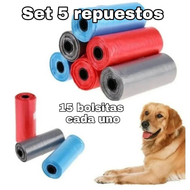 SET 5 REPUESTOS DISPENSADOR DE BOLSAS PARA PERRO-1