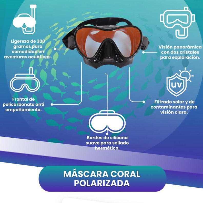 Mascara Buceo Y Snorkeling Coral Uv-3