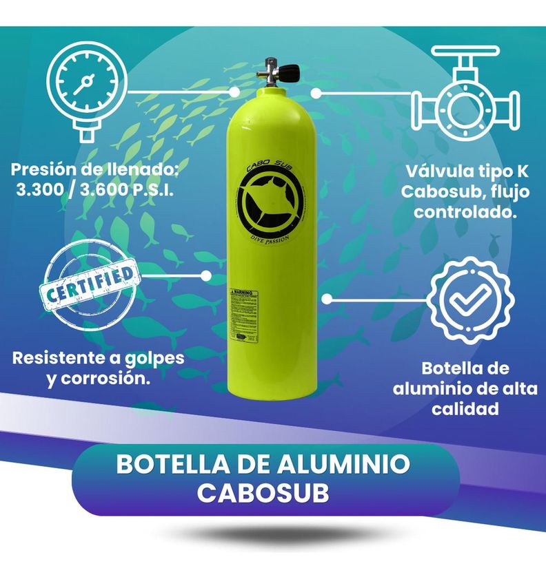 Botella Buceo Aire Comprimido Aluminio 15 Litros Cabosub-1