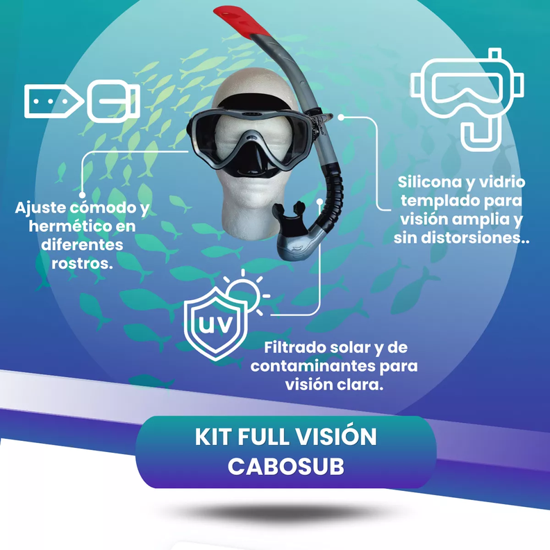KIT SNORKELING PROFESIONAL SHARK CABOSUB - GRIS-1