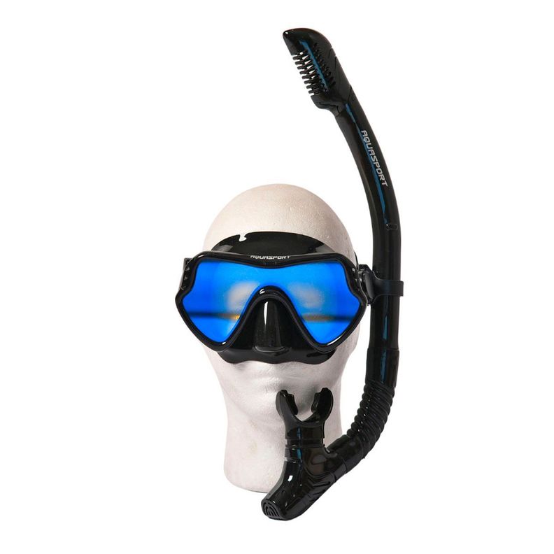 Kit Máscara Snorkel Full Vision Pro Con Cristal Filtro Azul-0