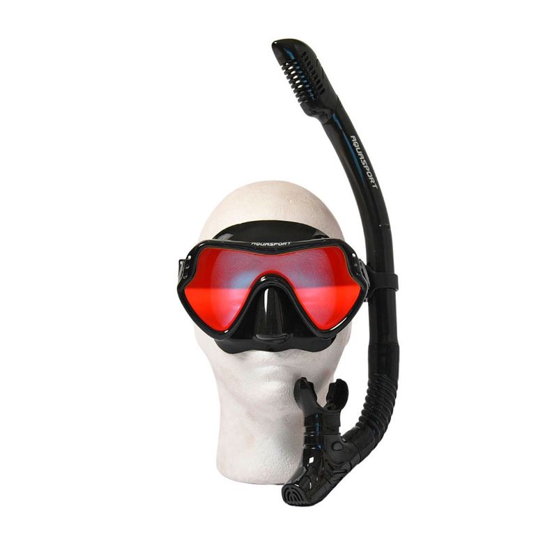 Kit Máscara Snorkel Full Vision Pro Con Cristal Filtro Rojo-0
