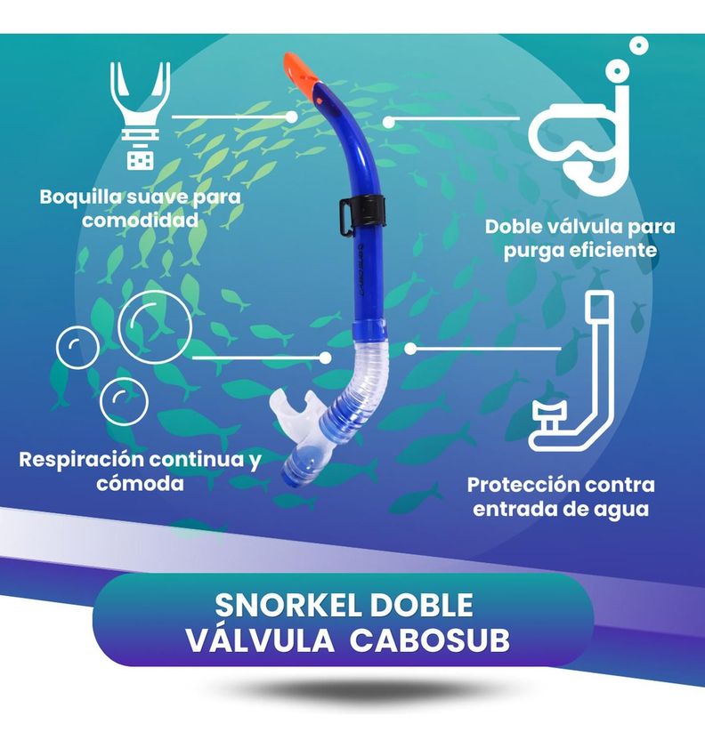 Snorkel Estandar Doble Valvula Negro-1