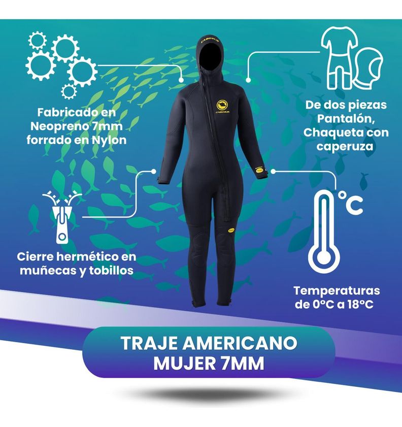 Traje Buceo Mujer Americano 7mm-4