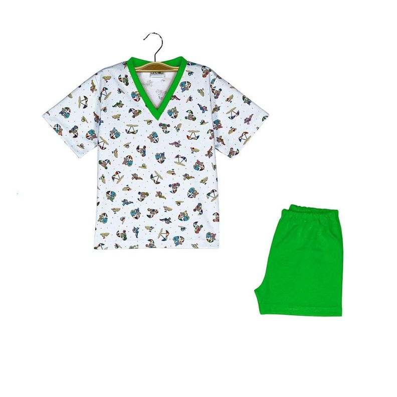 Pijama corto Infantil - Ositos Playeros - Algodón-0