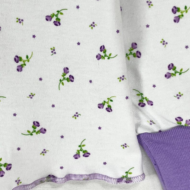 Pijama Adulto - Algodón 2 piezas largo - Florcitas Lila (Tallas S-M-L-XL)-1