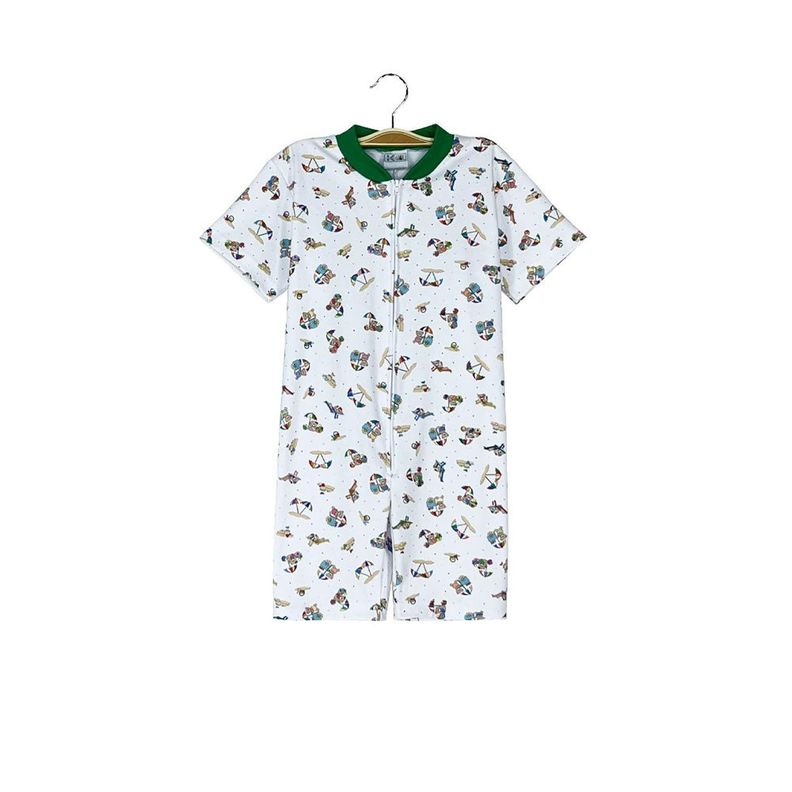 Pijama Enterito Infantil - Ositos Playeros - Algodón Corto  4 VERDE 6 VERDE-0