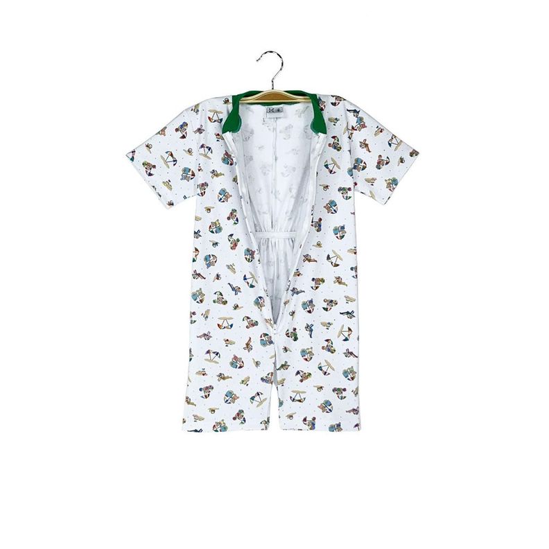 Pijama Enterito Infantil - Ositos Playeros - Algodón Corto  4 VERDE 6 VERDE-4