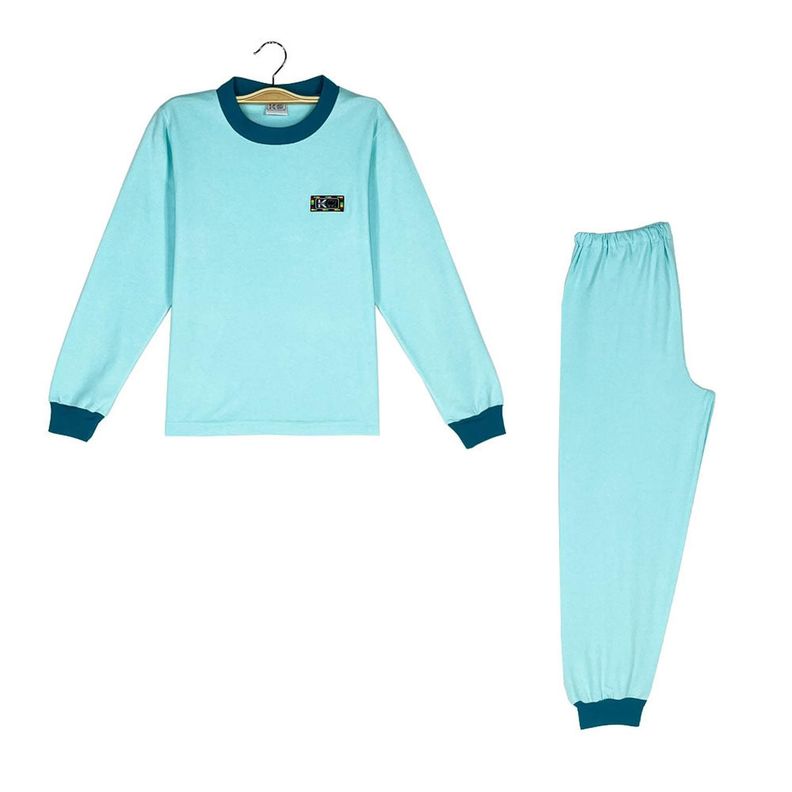 Pijama Infantil - Verde Agua - Algodón-0