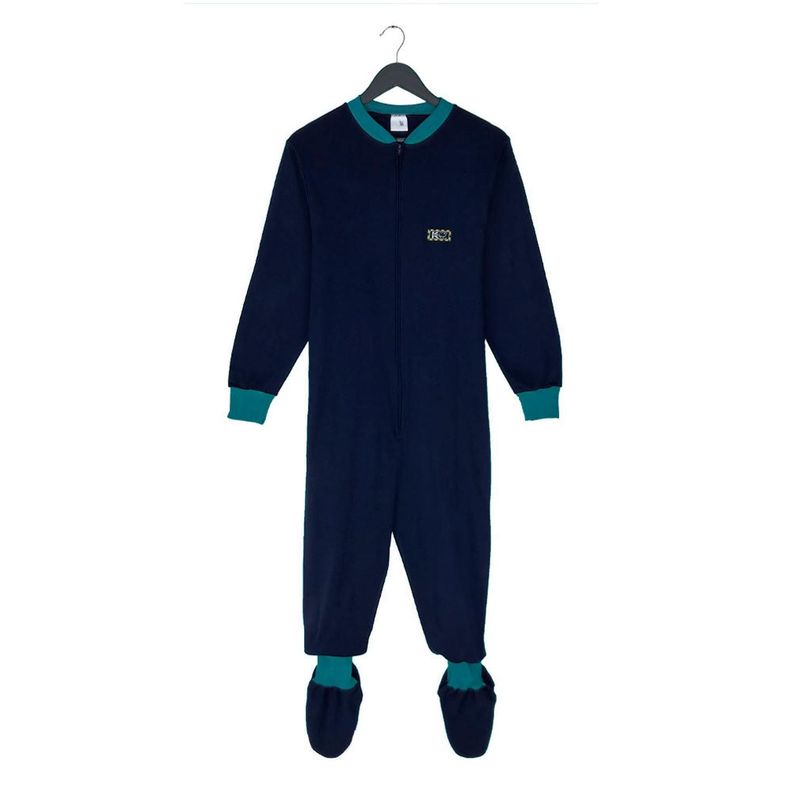 Pijama Enterito Adulto - Azul Marino - Oso de Algodón-0