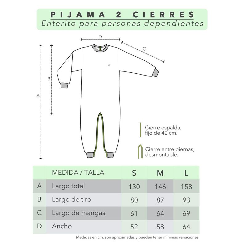 Pijama Cuidado asistido 2 cierres - Algodón Verde Esmeralda-4