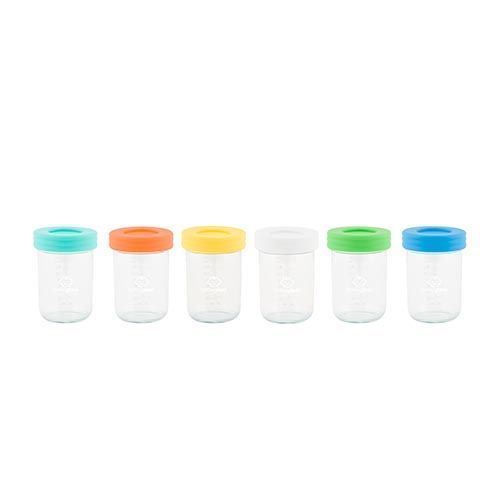 BABYGLASS: Set 6 contenedores de vidrio 240 ml + lápiz marcador-2
