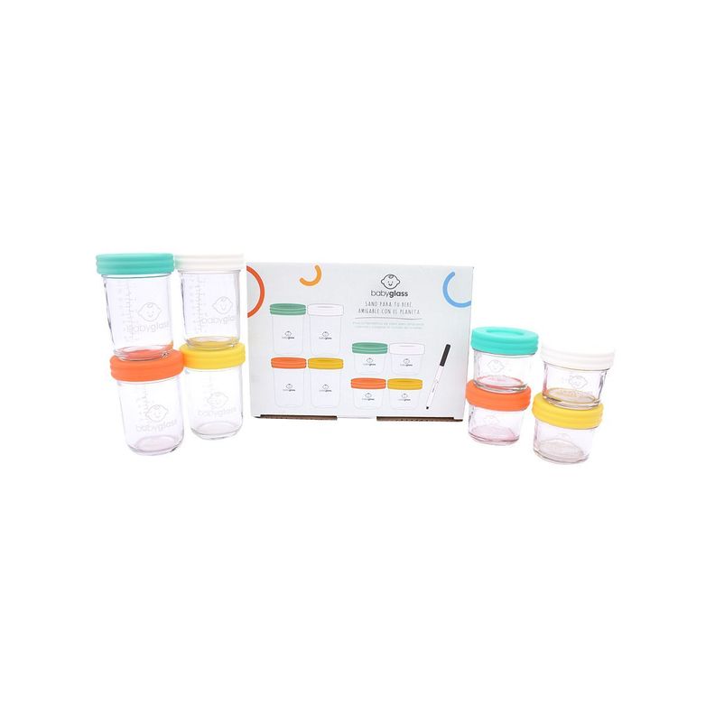 BABYGLASS: Set 4 contenedores 120 ml + 4 contenedores 240 ml + lápiz marcador-0