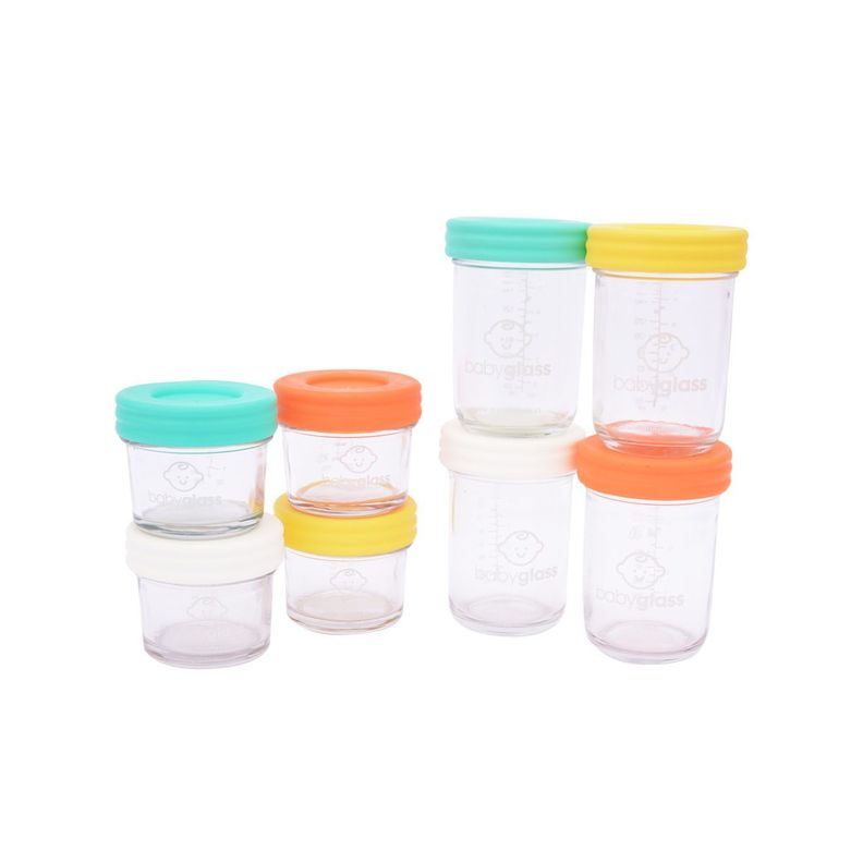 BABYGLASS: Set 4 contenedores 120 ml + 4 contenedores 240 ml + lápiz marcador-1