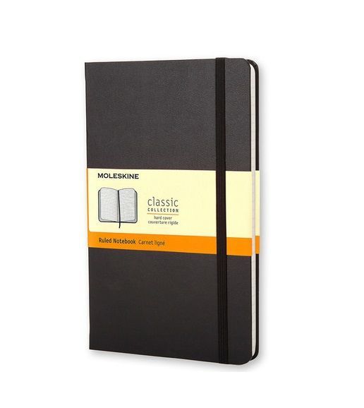 Libreta Moleskine clasica Tapa Dura Negra L Rayas Negro