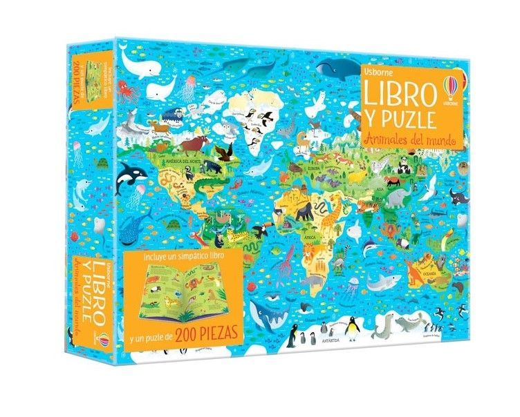 libro y puzzle - ANIMALES DEL MUNDO (200 piezas)-0