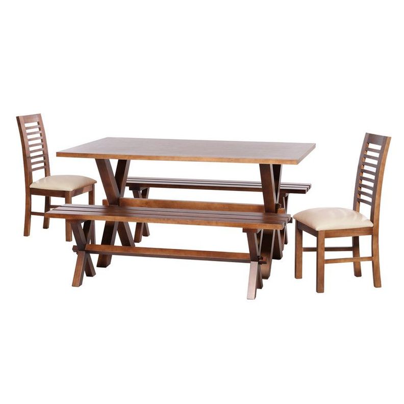 Juego De Comedor Sevilla 2 Sillas Salamanca + 2 Bancas Pu Beige-0
