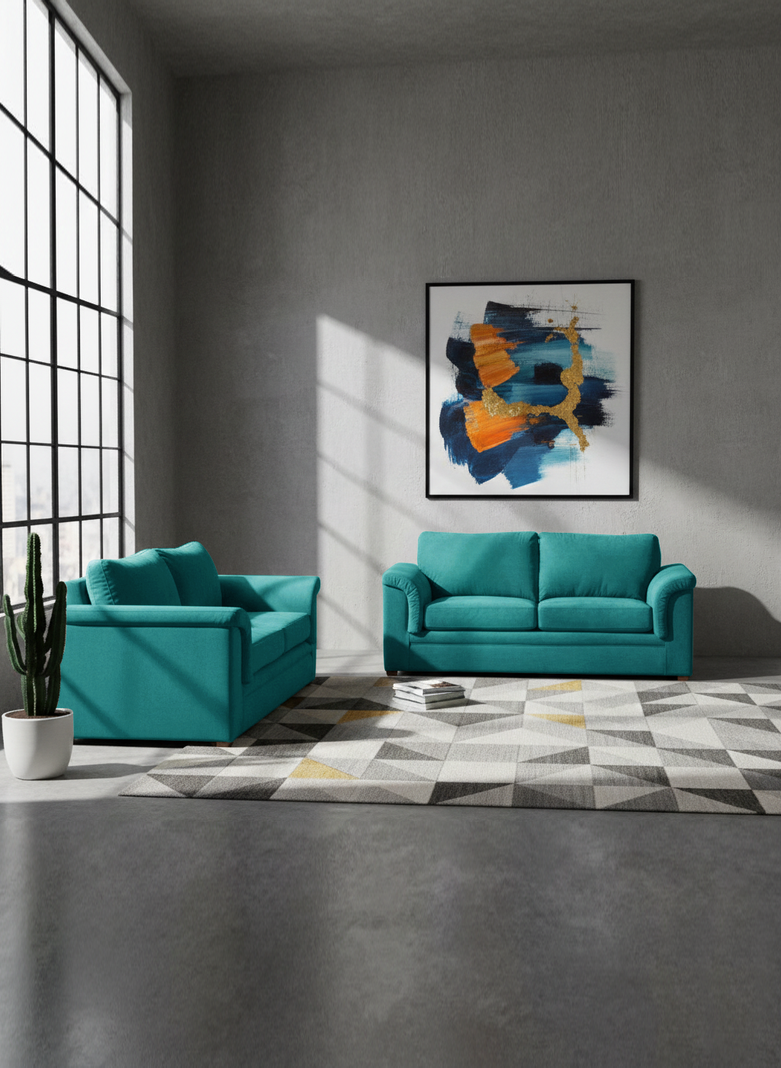 SOFA ANCONA 2C TELA  VELVET  TURQUESA