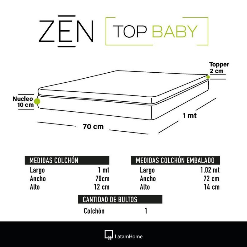 Colchon Cuna Zen Top Baby Hybrid 70X100 Cm-3