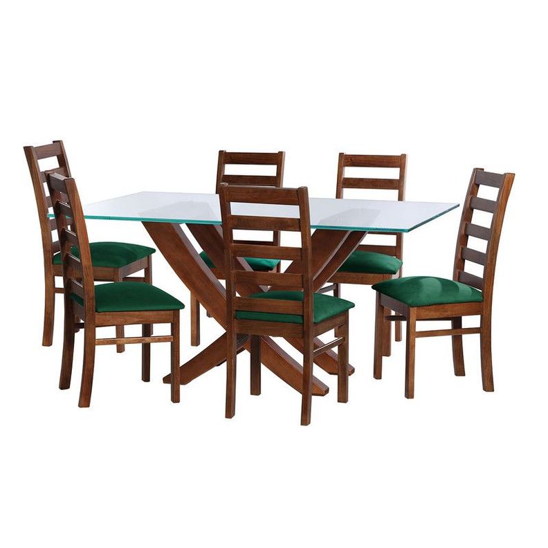 Juego De Comedor Alicante 6 Sillas Burgos Tela Velvet Verde-0