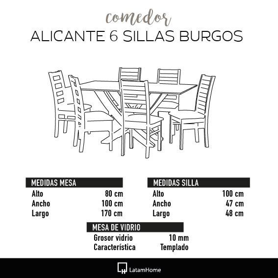 Juego De Comedor Alicante 6 Sillas Burgos Tela Velvet Verde-4