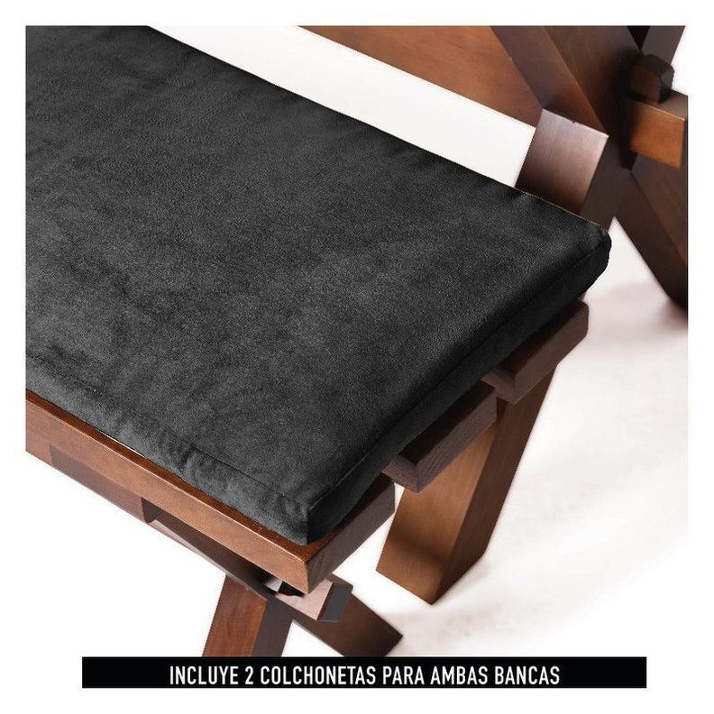 Juego De Comedor Sevilla 2 Sillas Cadiz + 2 Bancas Tela Velvet Negro-5