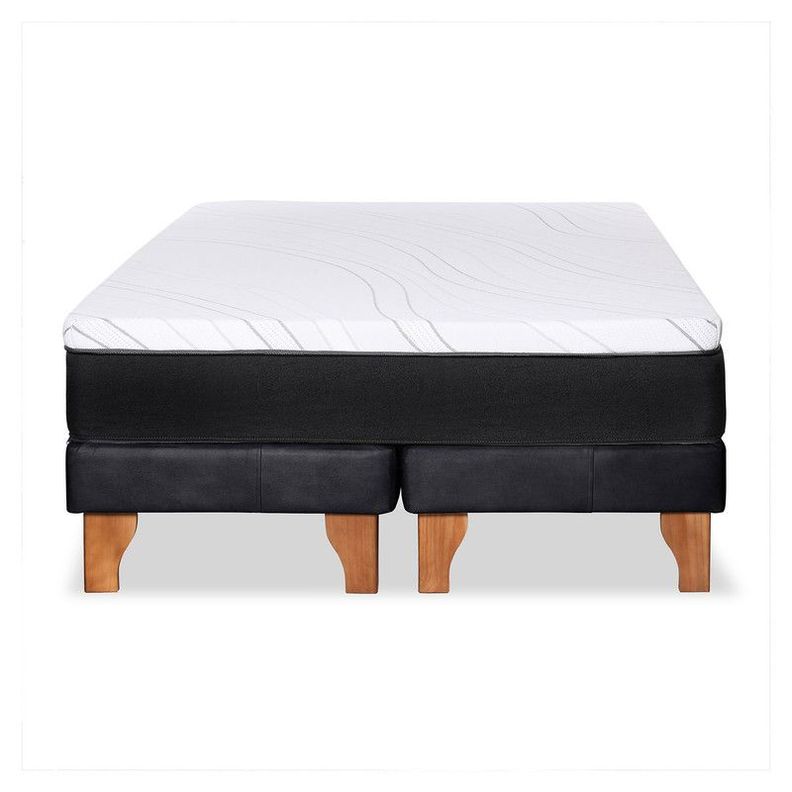 Cama Zen Top Foam Visco Cuero Kentucky Negro 2Pza-5