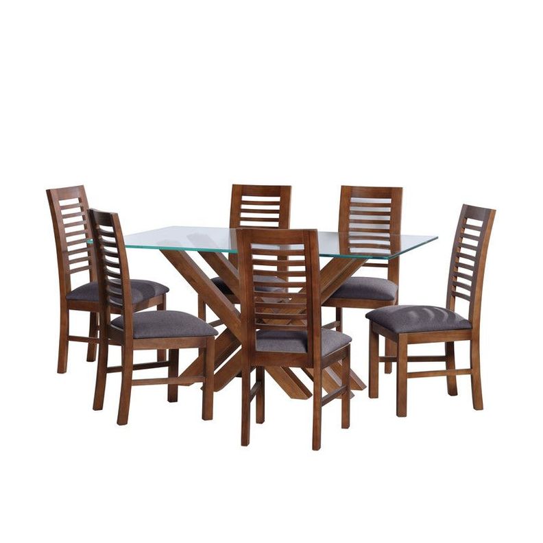 Juego De Comedor Merida 6 Sillas Salamanca Lino Gris Oscuro-0