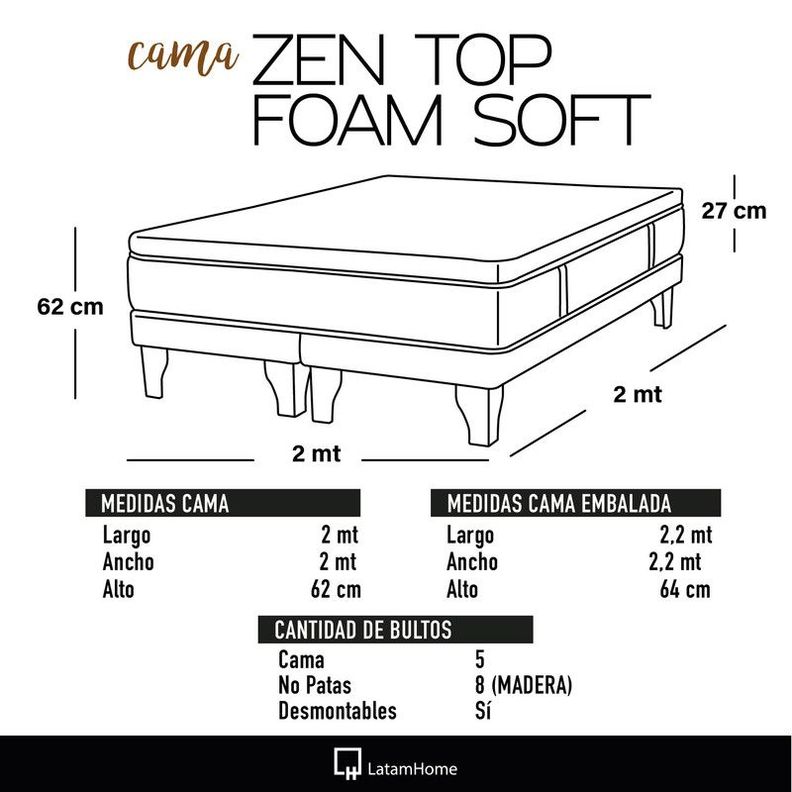 CAMA ZEN TOP FOAM SOFT TELA PALO ROSA SUPER KING-3